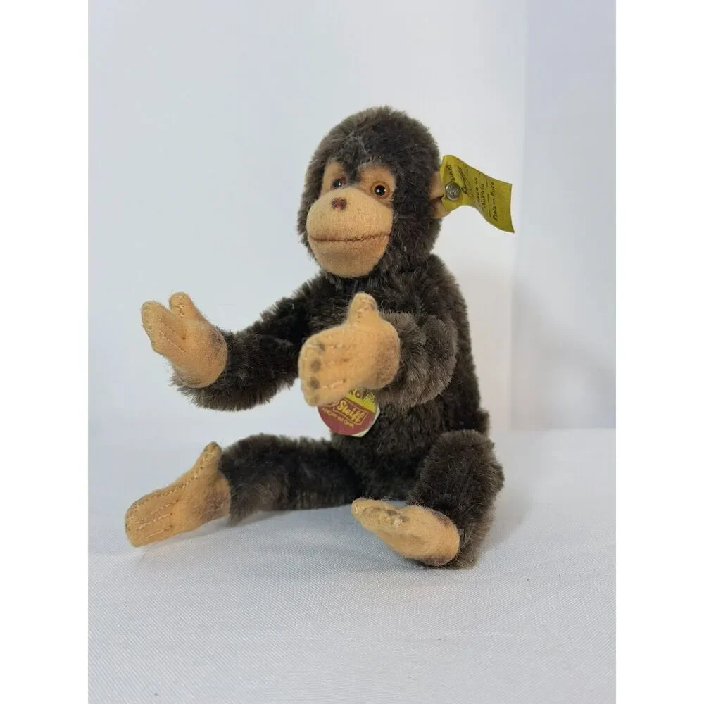 VTG Steiff Monkey Jocko Jointed Mohair Button 0020/16 Austria Germany 4.5